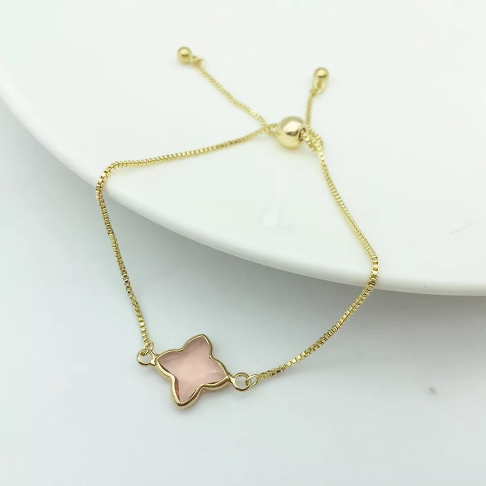 2/$15🔥18k gold stainless steel clover crystal bracelet